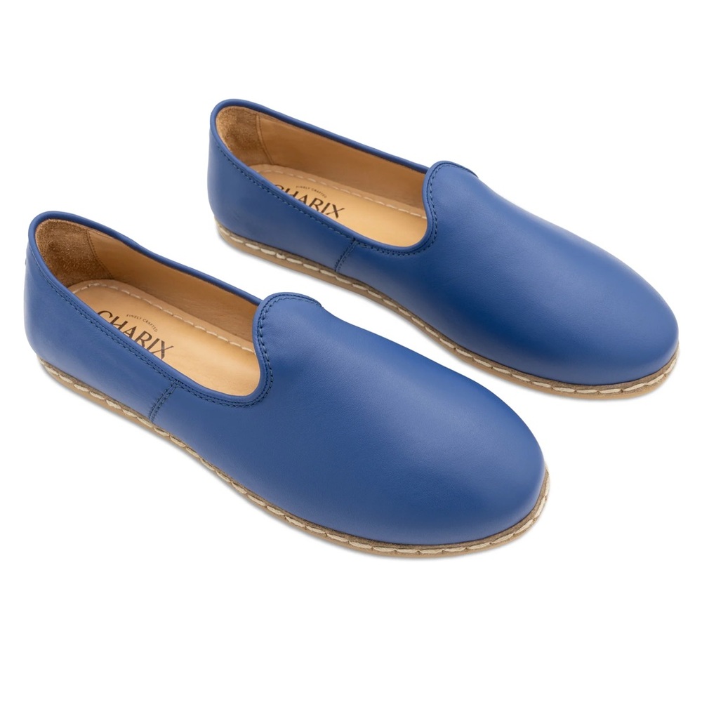 NWB Charix Blue Leather Loafers